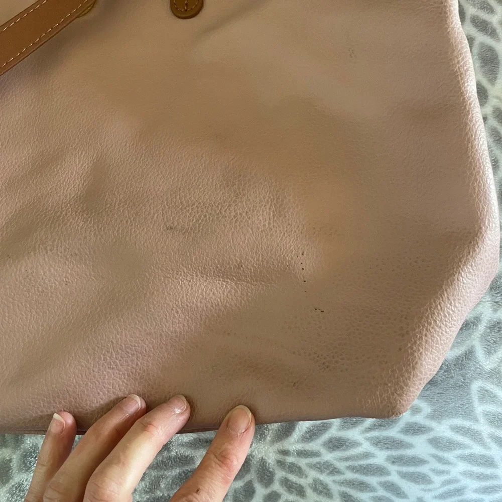 Joy Mangano Pink‎ Pebbled Leather Tote Bag Crossbody Purse Matching Set Normcore
